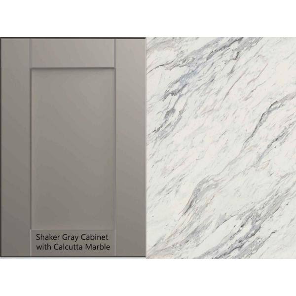 Hampton Bay 8 ft. White Laminate Countertop Kit with Left Miter and Full Wrap Ogee Edge in Calcutta Marble