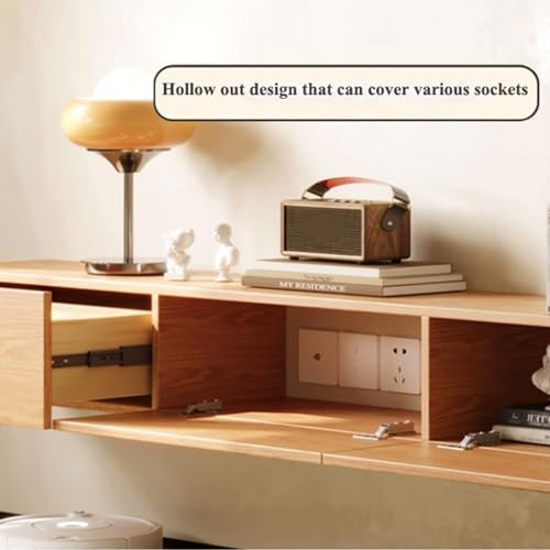 Floating TV Stand Wall Mounted Wall Mounted TV Cabinet Floating TV Shelf Stand, Modern Space-Saving Wood Media Entertainment TV Console Cabinet with Down Flip Door Floating TV Shelf (Color : Nature,