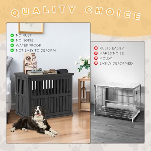 DRATO Dog Crate Furniture End Table Night Stand Furniture with Lockable Latch for Small to Large Dogs Side End Table, Modern Dogs Kennel Indoor