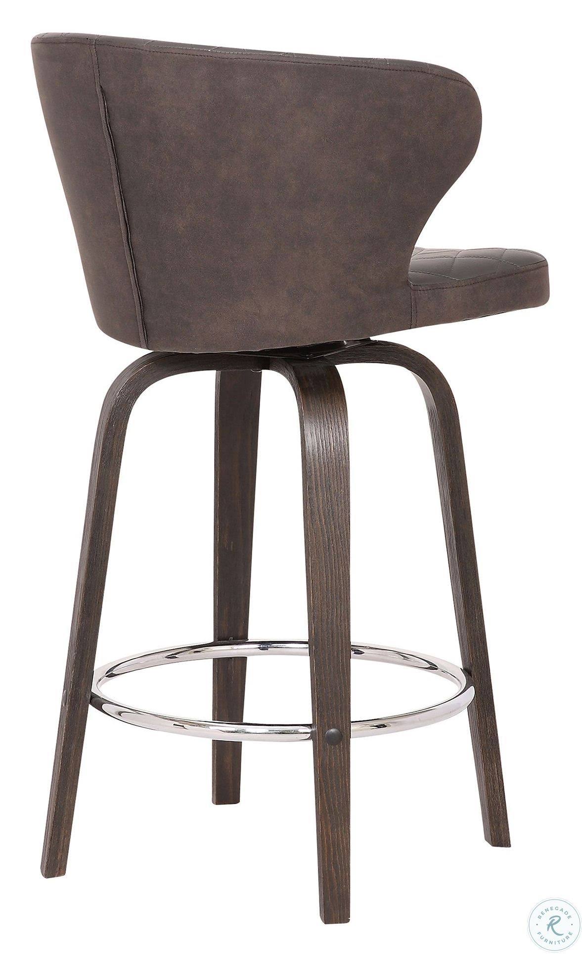 Armen Living Mynette 30x22 Swivel Brown Faux Leather Bar Stool