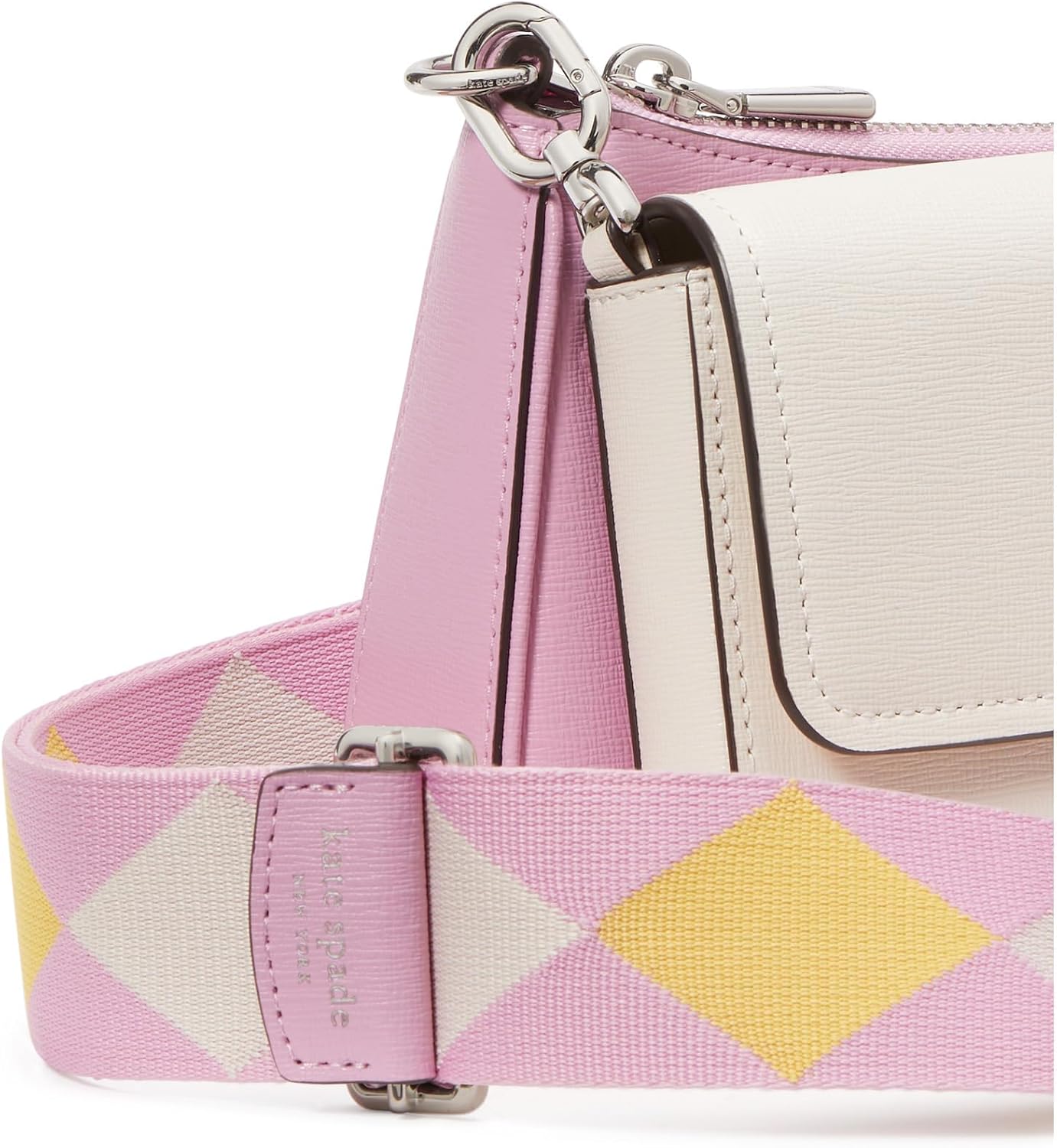 Kate Spade New York Colorblocked Saffiano Leather Double Up Crossbody, Parchment Multi