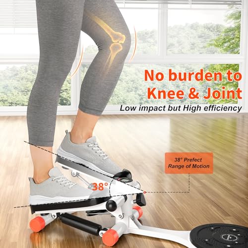 Mini Twist Stepper with Resistance Bands, Stepper Machine with 330LBS Weight Capacity, Mini Stepper with Adjustable Twist Table, LCD Monitor, for Full Body Workout,Smooth and Quiet