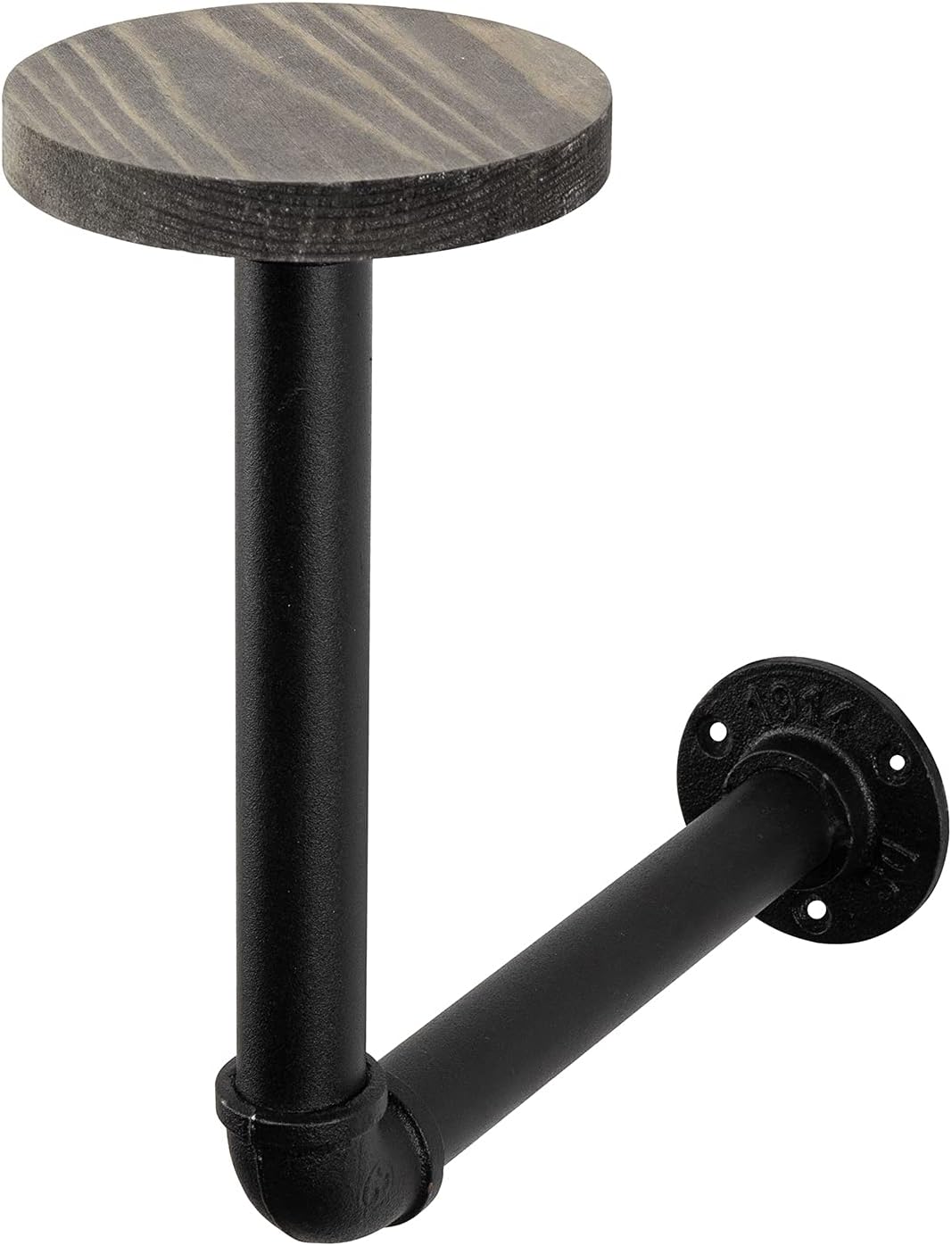 MyGift Rustic Brown Wood Hat Rack for Wall, Hanging Cap and Wig Holder with Industrial Metal Wall Mounted Bracket Pack of 2