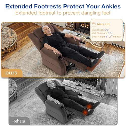 Dual Motor Large Power Lift Chairs Recliners for Elderly with Massage and Heat, Safely Knuckle Arm Lay Flat Lift Chair for Big and Tall, Infinite Position, USB Port, Extended Footrest, Grey