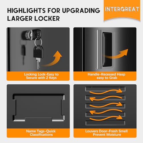 INTERGREAT 9 Door Storage Locker for Employee, Metal Locker for Office, Gym, Shool,Lockable Black Steel Locker with Lock and Card Slot for Home,Garage