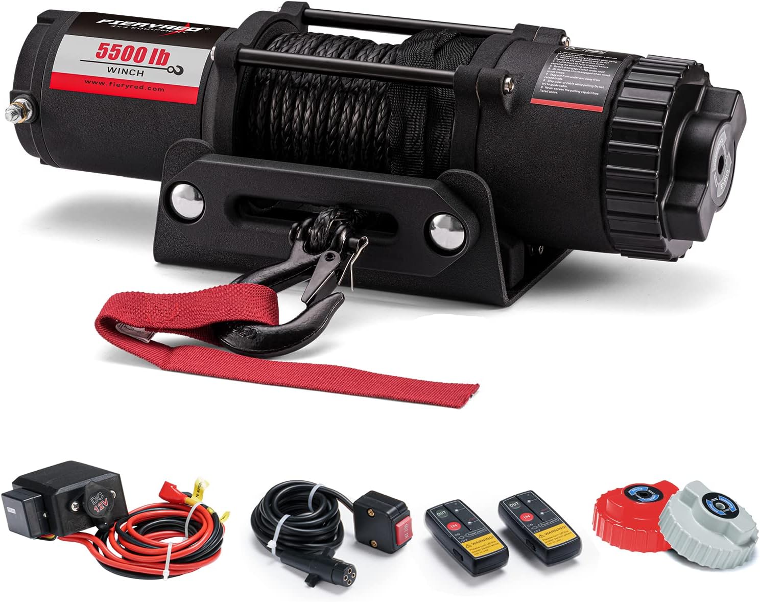 FIERYRED 12V 4500LBS Electric Steel Cable ATV Winch Kits for Towing ATV/UTV Off Road Trailer with Wireless Mounting Bracket