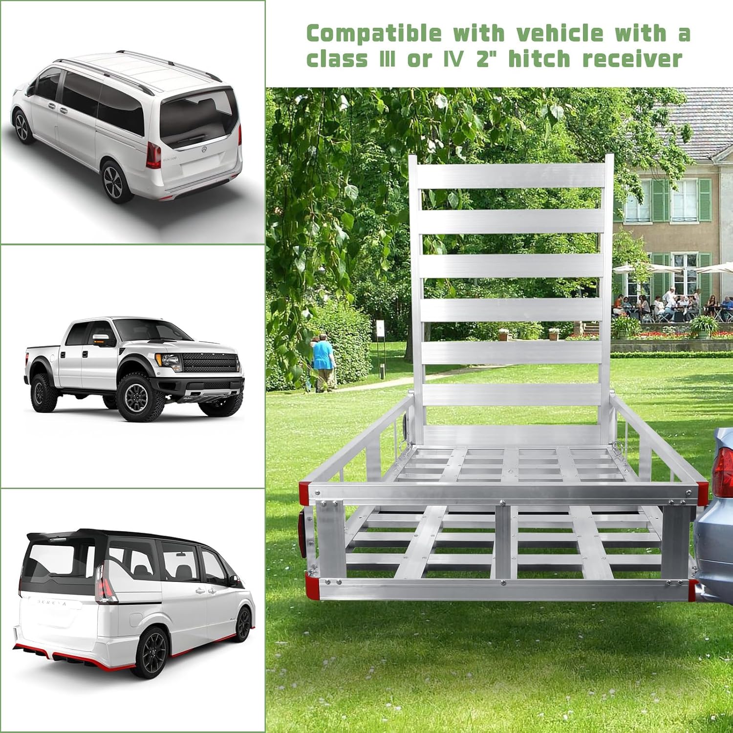50" x 29.5" Hitch Cargo Carrier, 500lb Capacity Trailer Hitch Mount Cargo Basket, Luggage,Scooter,Wheelchairs Carrier Rack Fits 2" Hitch Receiver for SUV Truck Pickup