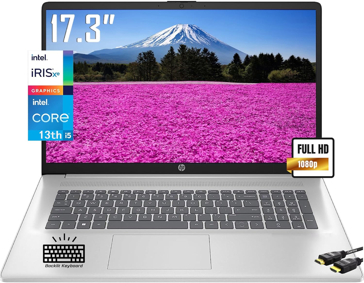 HP 2023 Newest 17 Laptop, 17.3"" IPS FHD(1920 x 1080) Display, 13th Intel 10-Core i5-1335U(Beats i7-1260U), Iris Xe Graphics, Bluetooth 5.3, Backlit KB, Window 11 Home(32GB|1TB SSD), Silver