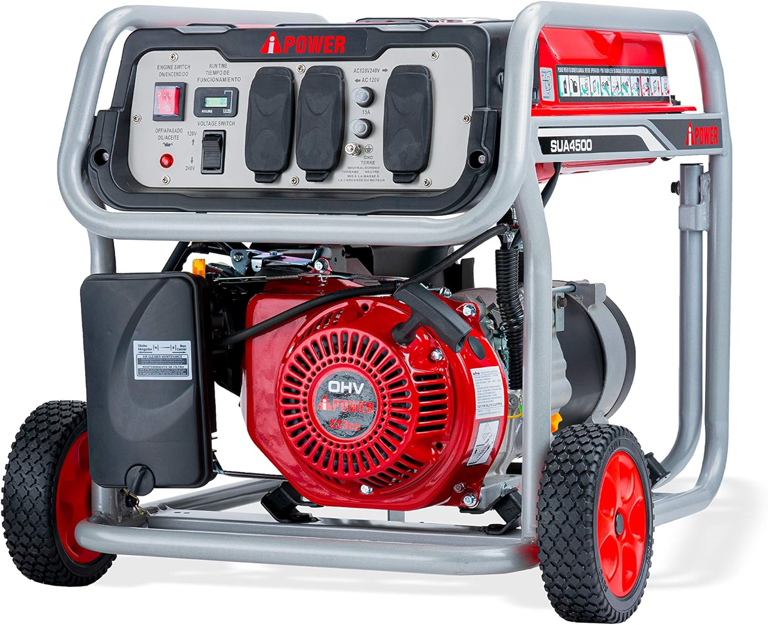 A-iPower SUA4500 4500 Watt Portable Generator Small Gas Powered for Jobsite, RV, and Home Backup Emergency