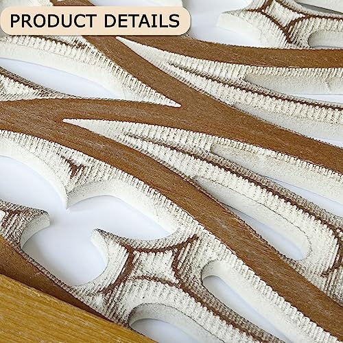 XIAOAIKA Carved Wood Wall Art Decor - Floral Design Panel, Distressed Carved Antique Wood Decor - Decorative Wall Sculpture for Living Room, Bedroom, and Entrance Hall 33.1 x 14.6 inches (2 Panels)