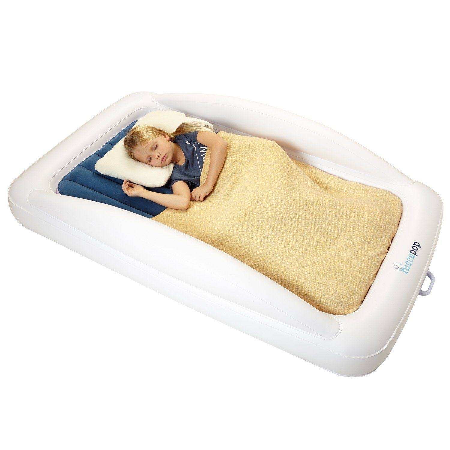 Hiccapop Inflatable Toddler Travel Bed with Safety Bumpers | Portable Blow Up Mattress for Kids |