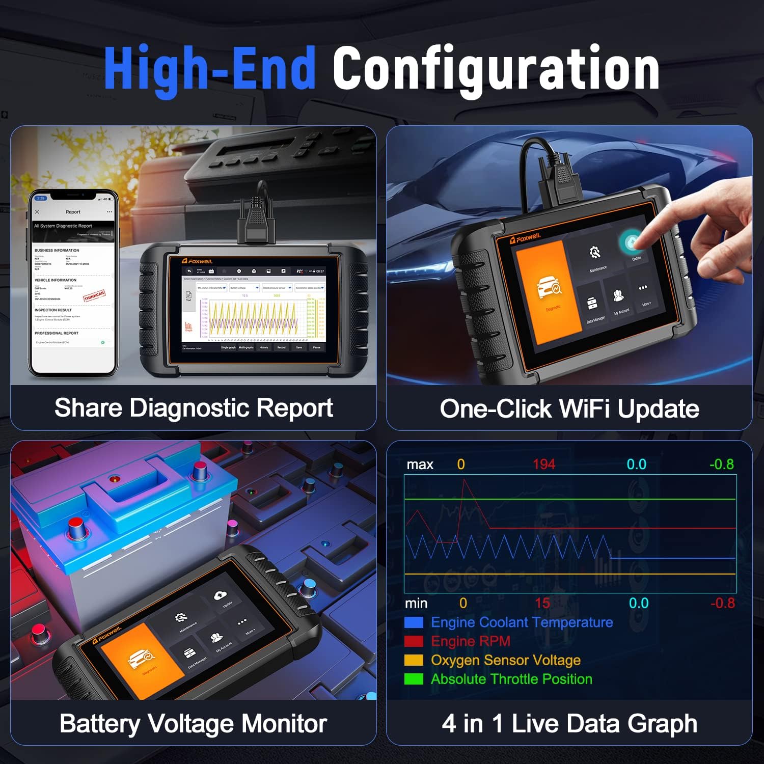 FOXWELL NT809 Bidirectional Scan Tool (2022 New Version), All System OBD2 Scanner with 30 Service Reset-ABS Bleeding/Oil Reset/EPB/SAS/TPMS/Throttle Body Relearn, Car Diagnostic Scanner for Cars