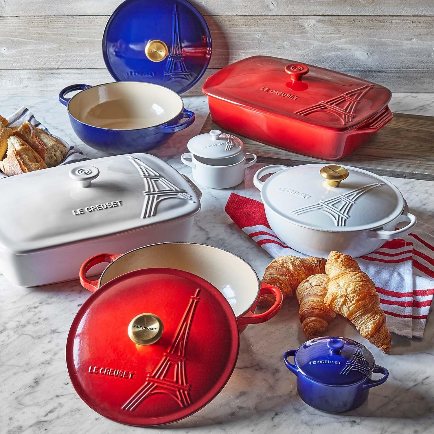 Le Creuset Eiffel Tower Collection Stoneware Covered Rectangular Casserole, 3.5 qt. (12.5" x 8.5"), White