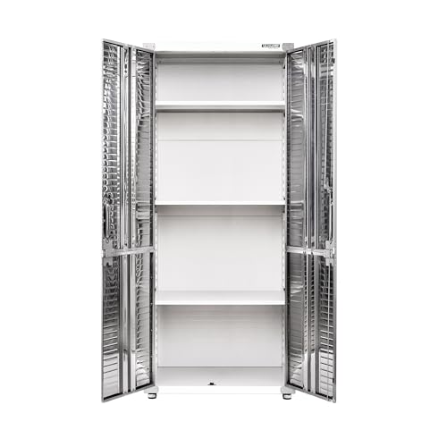 Seville Classics UltraHD Solid Steel Lockable Metal Storage Cabinet Locker Organizer, w/Adjustable Shelves for Garage, Warehouse, Office, Classroom, Granite, 48" W x 24" D x 72" H