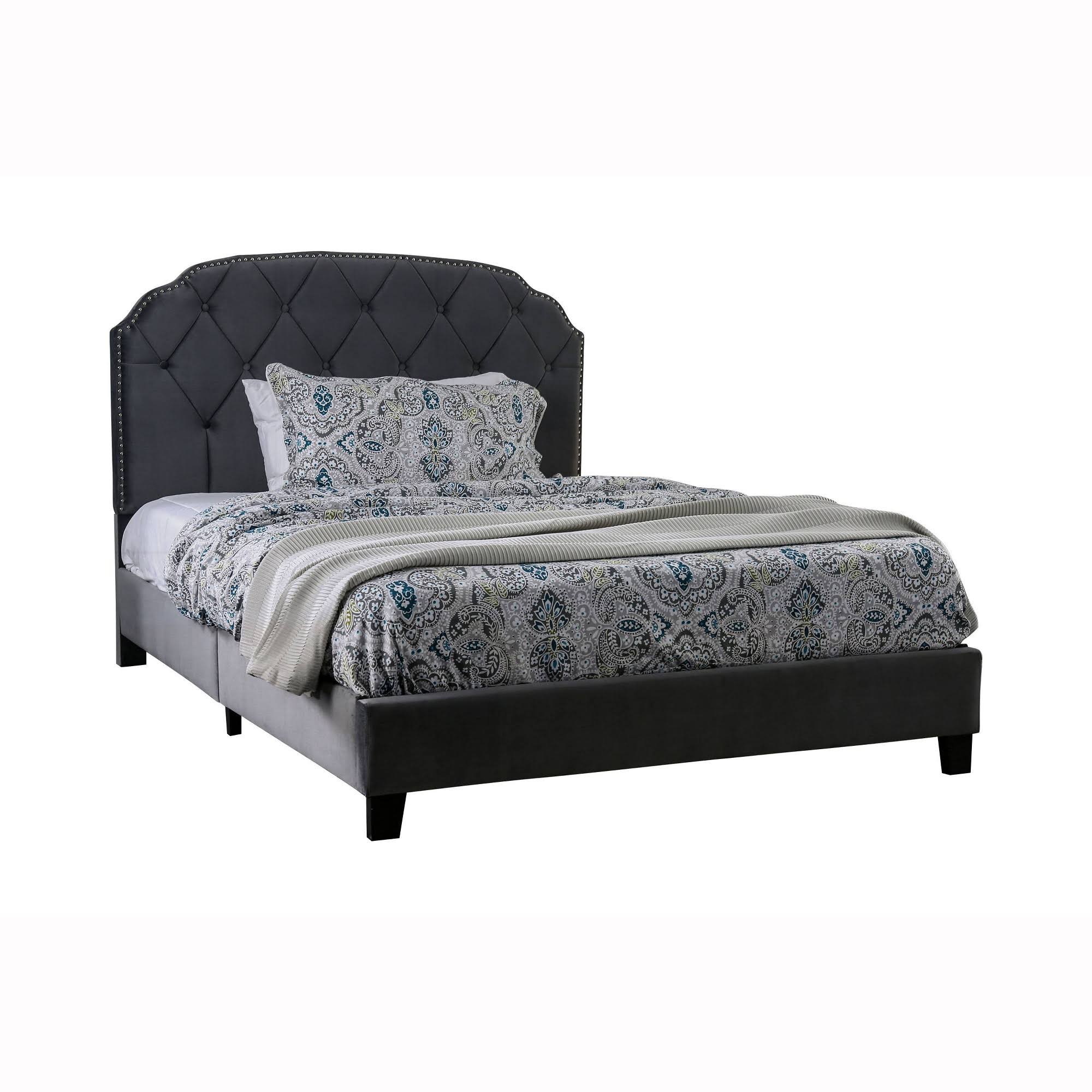 Queen Serena Tufted Upholstered Bed Gray - miBasics