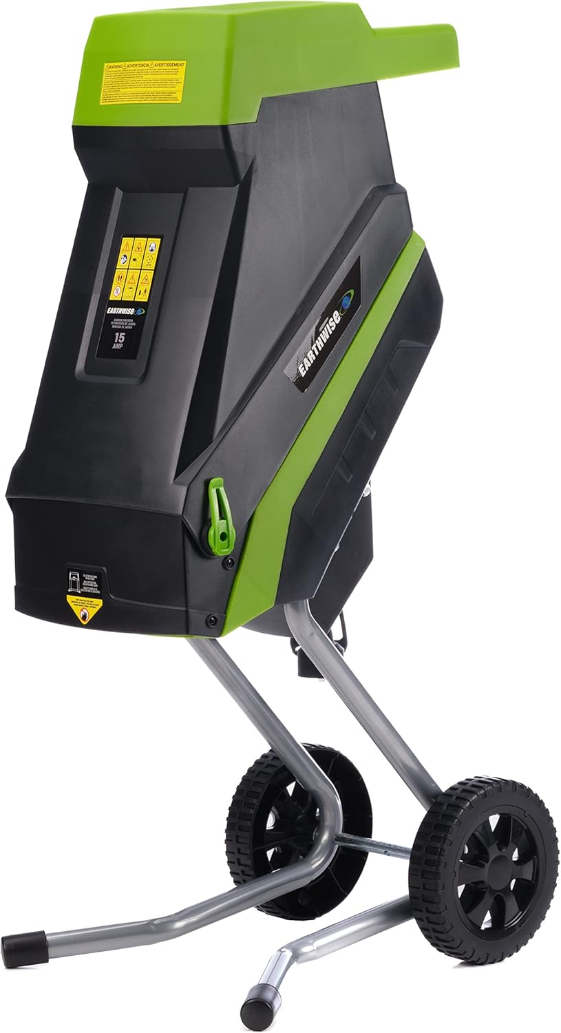 Earthwise Power Tools by ALM GS015 15-Amp Electric Corded Chipper/Shredder with Collection Bag, Green/Black