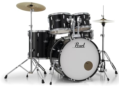 Pearl Roadshow Drum Set 4-Piece Complete Kit with Cymbals and Stands, Charcoal Metallic (RS584C/C706)