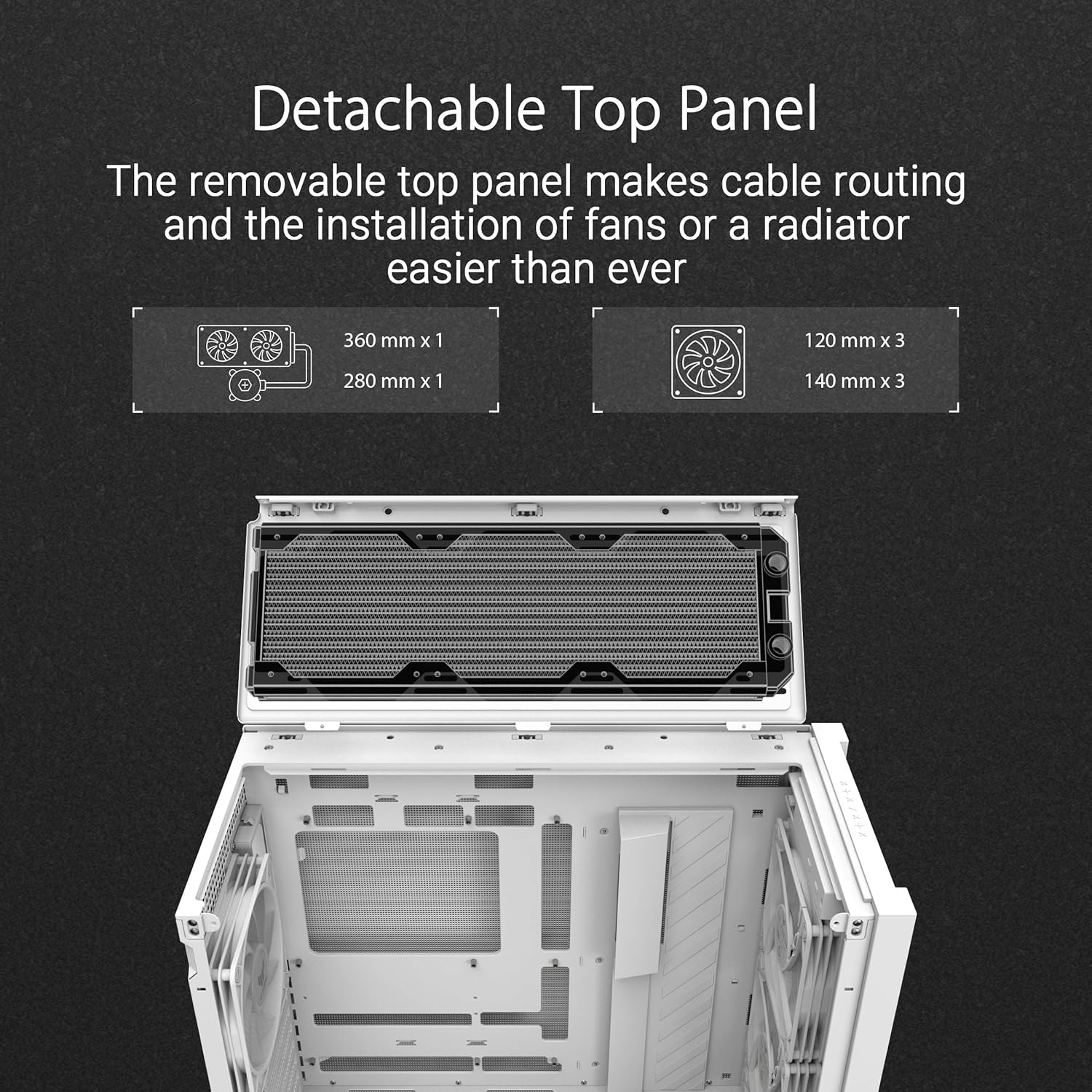 ASUS TUF Gaming GT302 ARGB ATX Mid-Tower PC Case – Four 140 x 28 mm ARGB Fans for High Airflow, Interchangeable Tempered Glass or Mesh Side Panels, Supports BTF Hidden-Connector Motherboards | Black