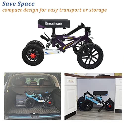 Knee Scooter, All Terrain Foldable Knee Scooter Walker, Disc Brake Knee Walker for Foot Injuries Compact Crutches Alternative