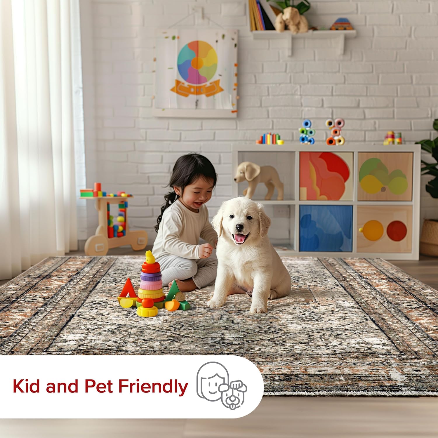 nuLOOM Fringed Performance Indoor Area Rug, Power Loomed, Easy Clean, Durable, Non-Shed, 12' x 16', Charvi