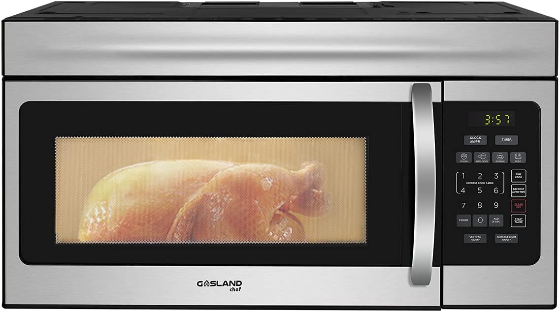 30 Inch Over-the-Range Microwave Oven, GASLAND Chef OTR1603S Over The Stove Microwave Oven with 1.6 Cu. Ft. Capacity, 1000 Watts, 300 CFM in Stainless Steel, 13 Glass Turntable, 120V, Easy Clean