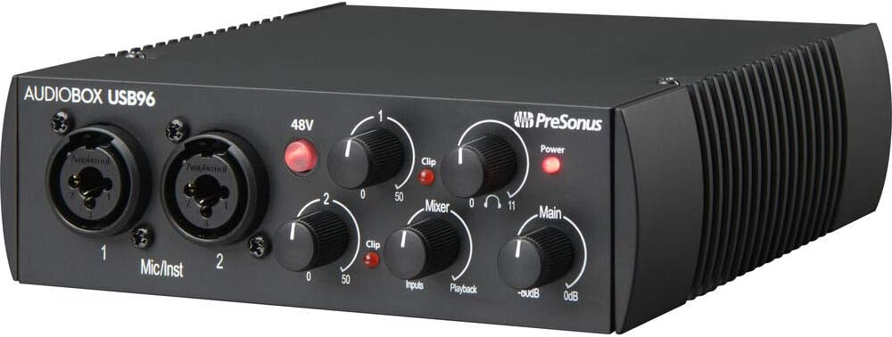 PreSonus AudioBox 96 Audio Interface Full Studio Bundle Includes Software Kit, ATOM MIDI Pad Controller, Eris 3.5 Pair Bluetooth Monitors, and Adjustable Suspension Boom Arm + HD7 Headphones