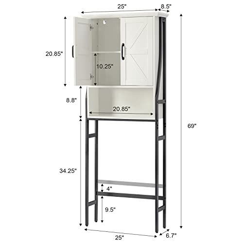 Over The Toilet Storage Cabinet, Over Toilet Bathroom Organizer with Barn Doors Above Toilet Storage Cabinet Spacesaver Rack Behind Toilet Bathroom Organizer Over The Toilet Storage (Gray)
