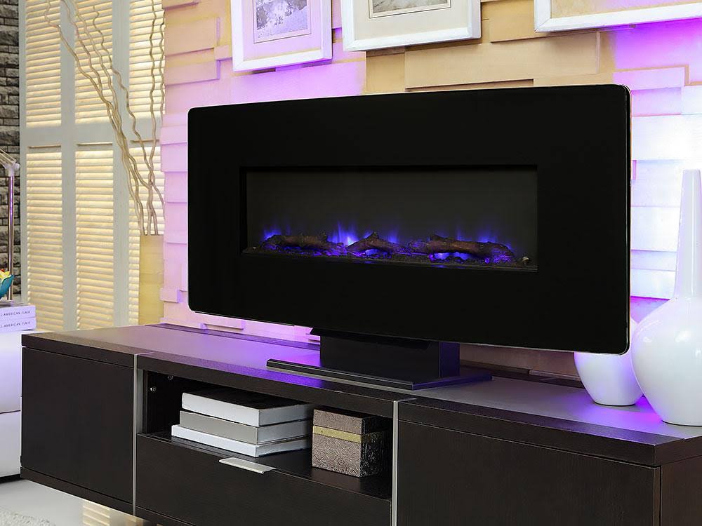 Muskoka 36 in. Curved Front Wall Mount Fireplace, Black Glass