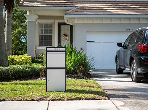Package Delivery Boxes for Outside, Extra Large Capacity Modern Mailbox, Outdoor Freestanding Porch Box for Packages, Parcel Drop Box for Deliveries with Lockable Secure Storage Compartment