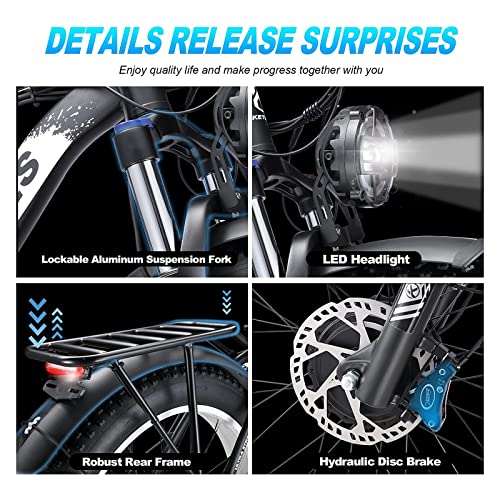 2000W Fashion Electric Bike Dual Motor Ebike Adults 26" Fat Tire Electric Mountain Bike 48V 23AH Removable Battery 35 MPH 21 Speed Hydraulic Disc Brake
