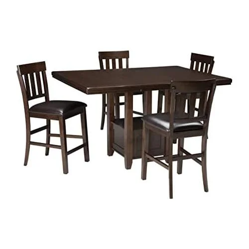 haddigan traditional rectangular 36" counter height dining extension table, dark brown