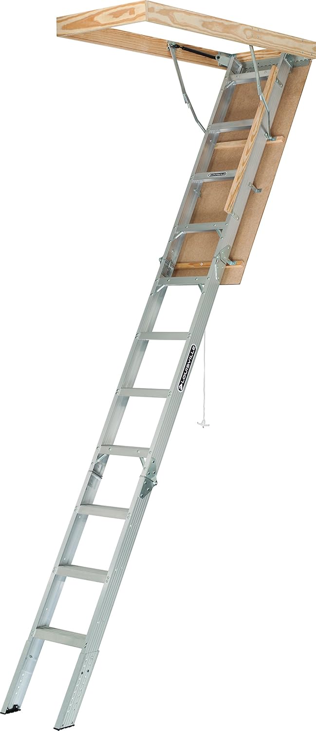 Louisville Ladder AA2210 Elite Aluminum Attic Ladder, 375 Pound Load Capacity, 22-1/2 x 54"