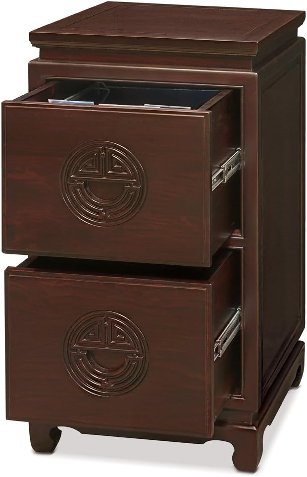 China Furniture Online Elmwood Chinese File Cabinet, 2 Drawers with Longevity Design in Dark Cherry