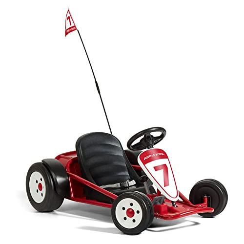 Radio Flyer 36V Battery-Powered Kids Electric Go-Kart with Adjustable Seat, Rubber Wheels, Grey