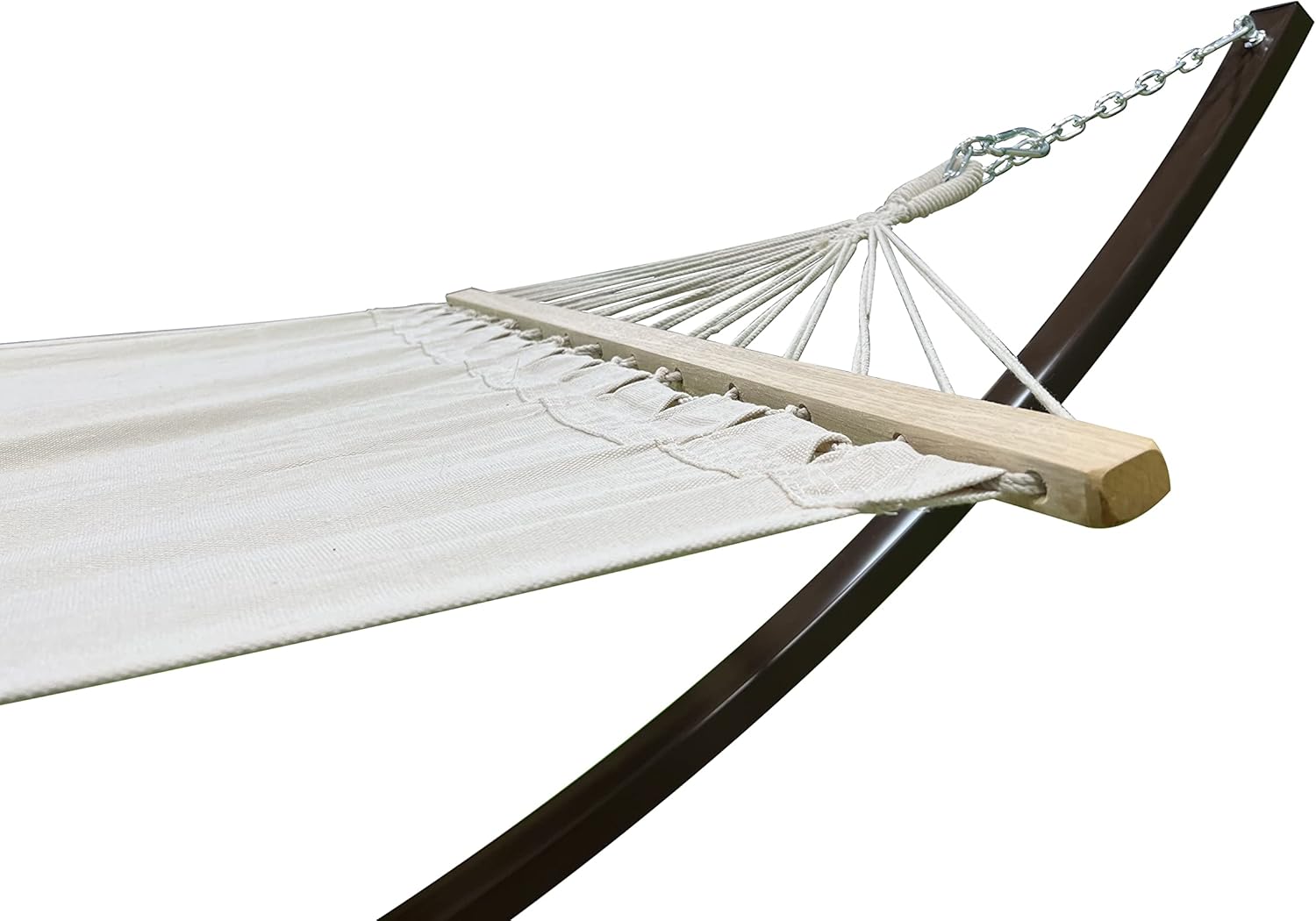 12Ft. Powder Coated Galvanized Steel Arc Hammock Stand w/Single Person Beige Bed. New Indoor/Outdoor Design(Brown)