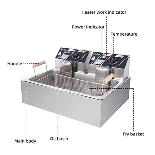 Electric Countertop Deep Fryer, Stainless Steel Large Capacity French Fries With Removable Basket and Professional Heating Element