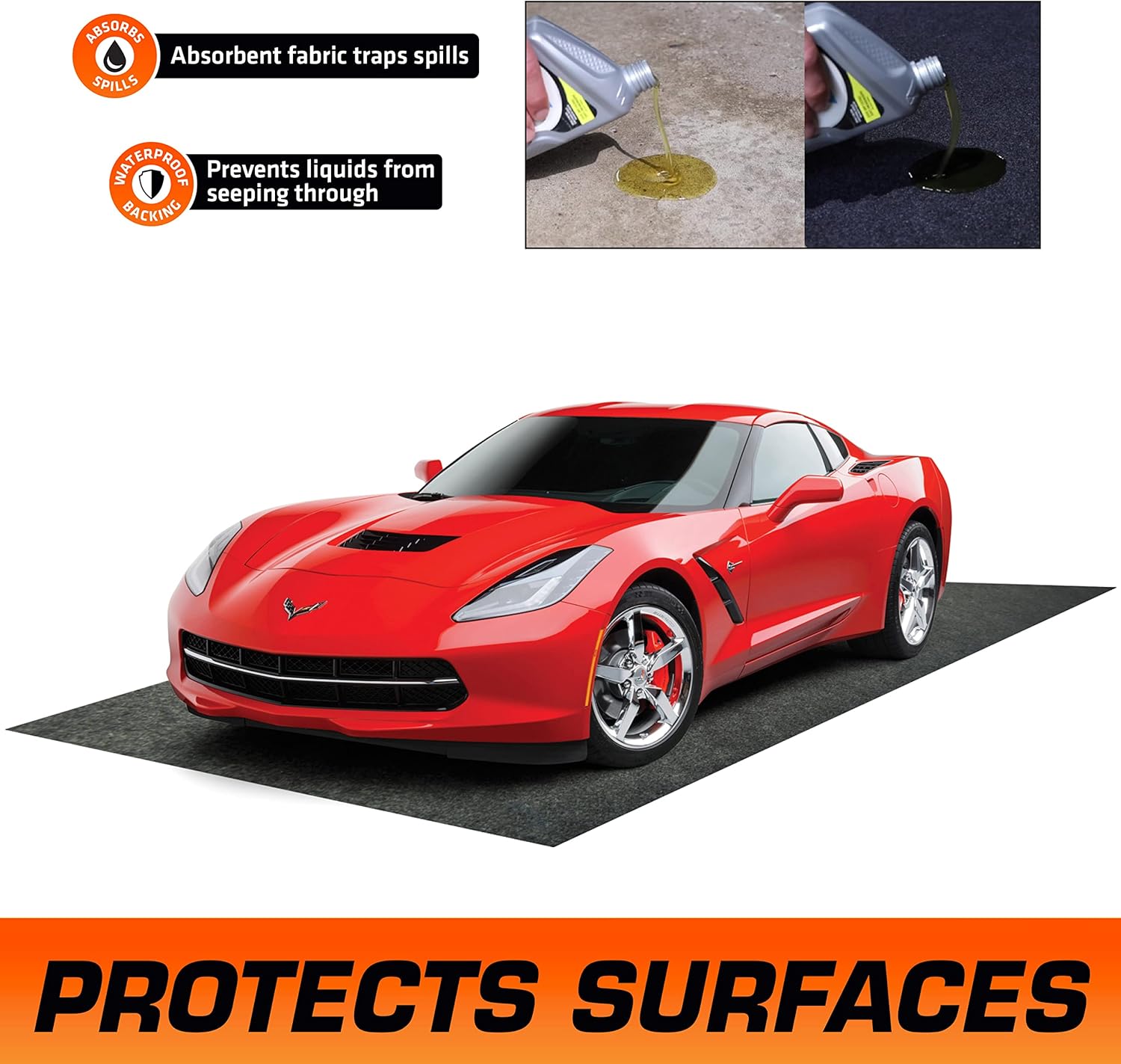 Armor All Original XL Garage Floor Mat, (22' x 8'10"), (Includes Double Sided Tape), Protects Surfaces, Transforms Garage - Absorbent/Waterproof/Durable (USA Made) (Charcoal)