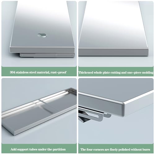 Wall Mounted Folding Table for Laundry Room, Stainless Steel Storage Shelf with Metal Brackets for Kitchen Dining Room Home Bar Workbench(Size:120x40cm/47.2" Lx15.7 W)