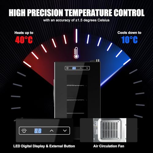 Reptile Egg Incubator 23L Small Digital Lab Incubator Cooling and Heating 10−40°C Precise Temperature Control for Turtle Lizard Gecko Snake Reptiles Hatching with UV-Resistant Glass Door