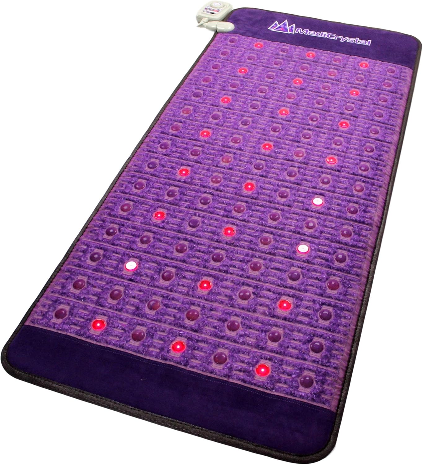 MediCrystal Far Infrared Amethyst Mat 72"L x 32&rdquo;W + 81 Natural Agates + 24 Photon&nbsp;Red Lights - Bio Stimulation Therapy for Back Pain - FDA Registered Manufacturer - Professional FIR Heating Pad