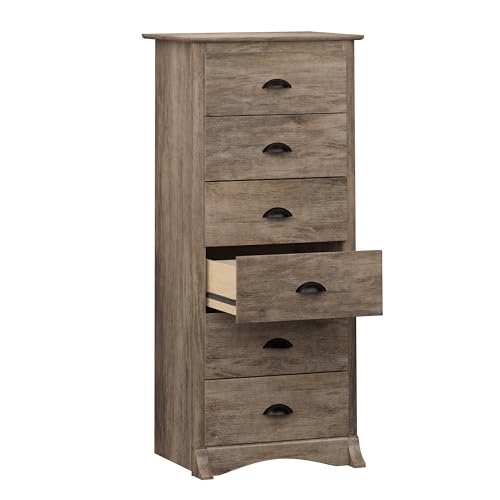 Prepac Sonoma 6 Drawer Dresser for Bedroom, Tall Chest of Drawers, Bedroom Furniture, Clothes Storage and Organizer, 19" D x 23.25" W x 52.75" H, Black