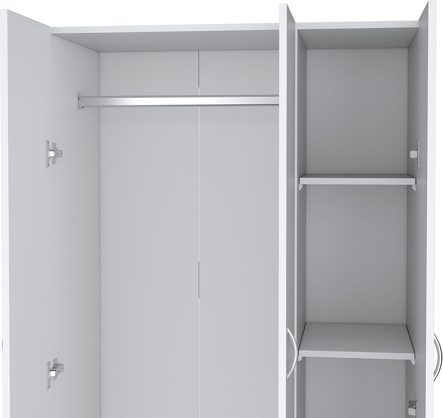 Wardrobe Armoire 71H with 3-Doors and 2-Inner Drawers, 3 Doors, White