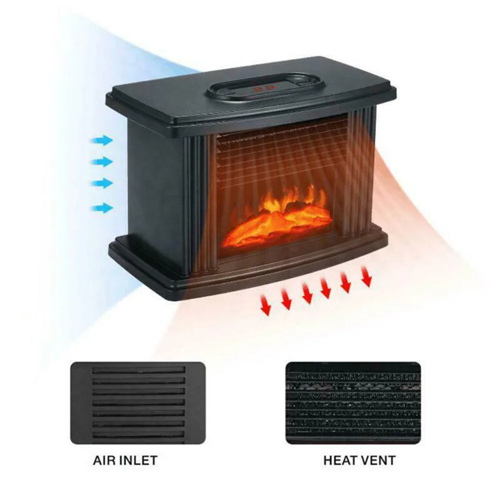 Electric Fireplace Heater Stove 1000W w/ 3D Realistic Flame Effect Home Mini