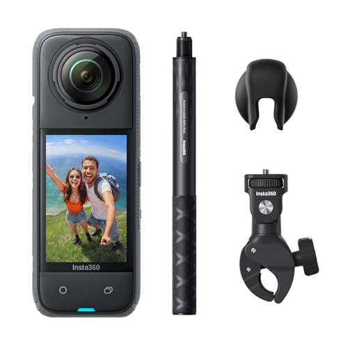 Insta360 X4 Motorcycle Bundle- 8K Waterproof 360 Action Camera, 4K Wide-Angle Video, Invisible Selfie Stick, Removable Lens Guards, 135 Min Battery Life, AI Editing, Stabilization, No Micro SD Card
