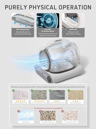 (2024) DuckSky Self Cleaning Cat Litter Box, 65L+9L Extra Large Automatic Litter Box for Multiple Cats, Features negative ion Sterilization and Deodorization, APP Control, and Health Monitor.(White)