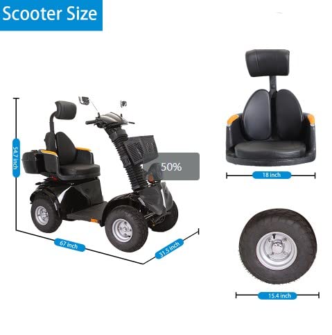 4 Wheels 3-Speed Electric Mobility,Mobility Recreational Travel Scooter with 1000w high powermobility Scooters for Adults,for Seniors and Adults (black)