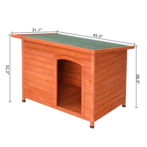 Dog House,Wooden Dog Kennel,45in Outdoor Wood Dog House,Weatherproof Dog House for Outdoor Indoor,No Tools Required for Assembly,Dog House Ideal for Small Dog Breeds(Natural Wood)