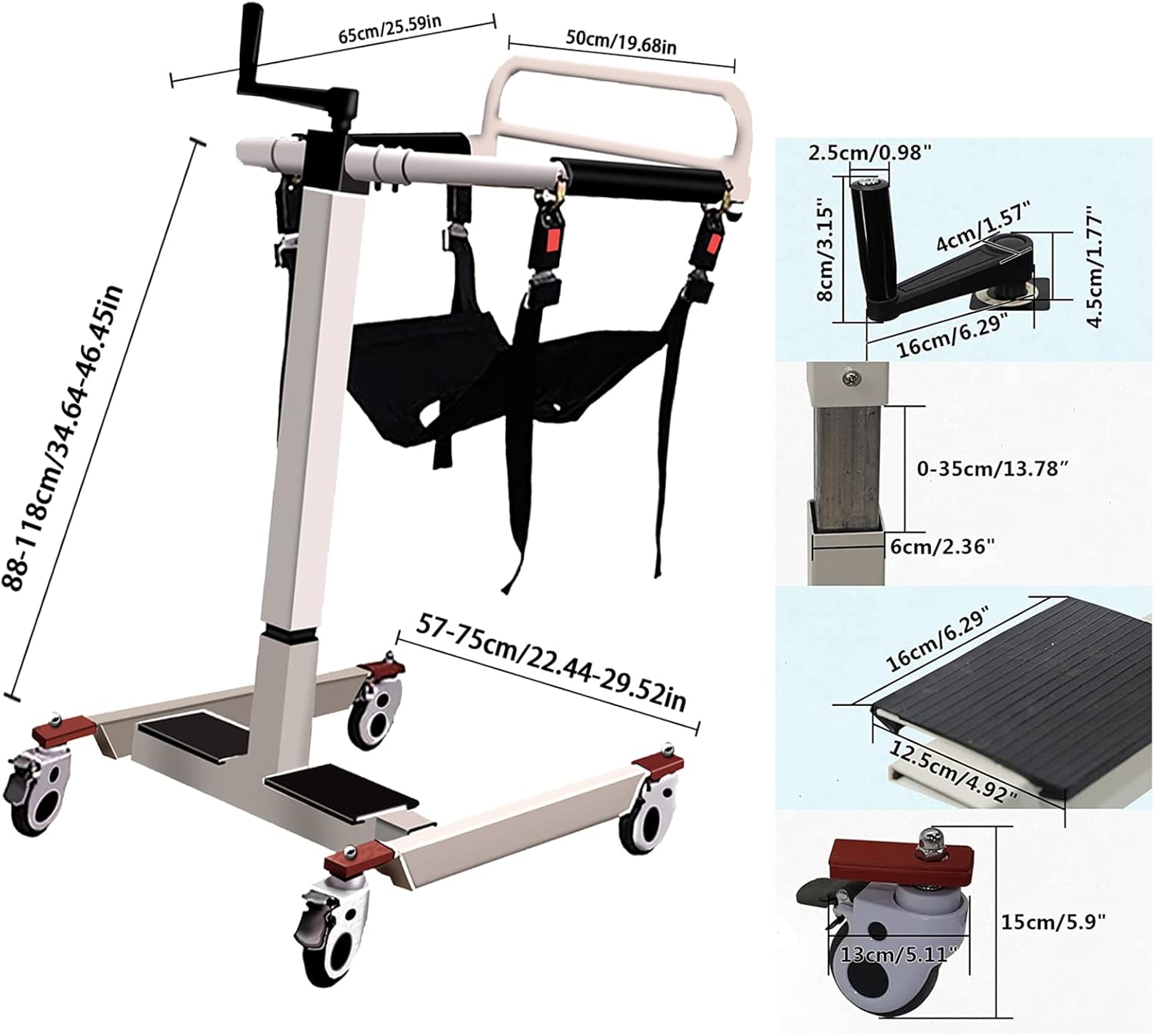Transfer Wheelchair, Wheelchair Lift for car, Lifts for Home use with Soft Cushion, Transport Chair for Elderly Handicapped, bedridden Patients Supplies