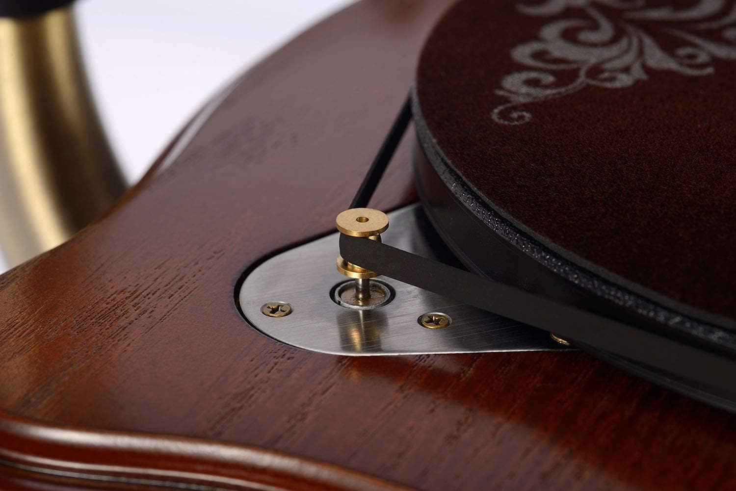 Wooden Phonograph Gramophone Turntable Vinyl Record Player Speakers Stereo System Control 33/45 RPM CD FM AUX USB Ouput Bluetooth 4.2