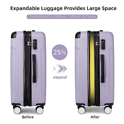 LARVENDER Luggage Sets 6 Piece, Expandable Luggage Set Clearance for Women, Suitcases with Wheels, Hardside Hard Shell Travel Luggage with TSA Lock (Green Grey, 6pcs)